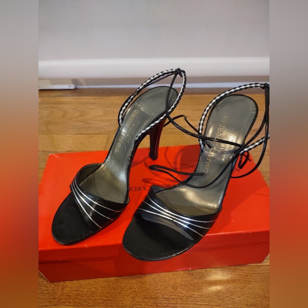 Charles Jourdan Black and Silver Heels - 6